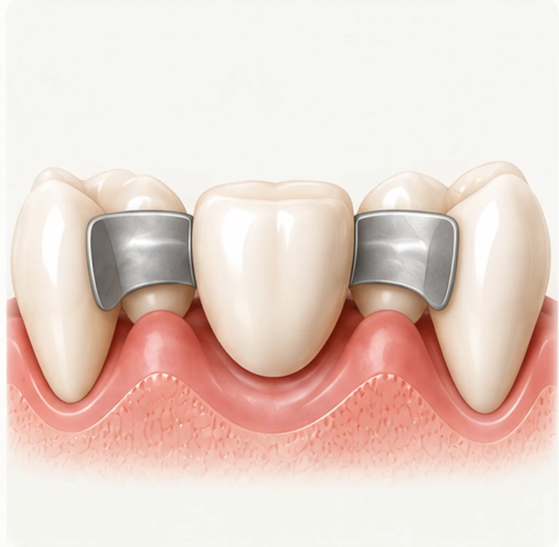 Maryland bonded bridge — a single pontic with thin wings bonded to the back of unprepared adjacent teeth — Smile Spot Dentistry, Venice FL