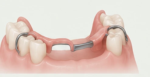 Partial denture with clasps attaching to remaining natural teeth — Smile Spot Dentistry, Venice FL