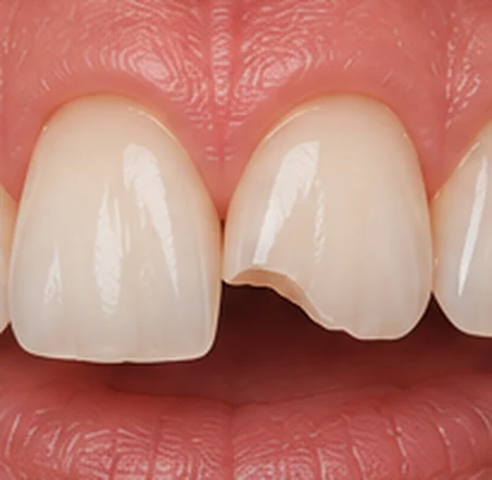 Illustration of a chipped front tooth