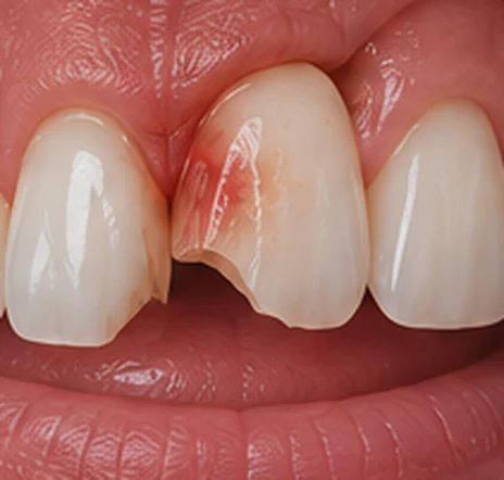 Illustration of an injured front tooth