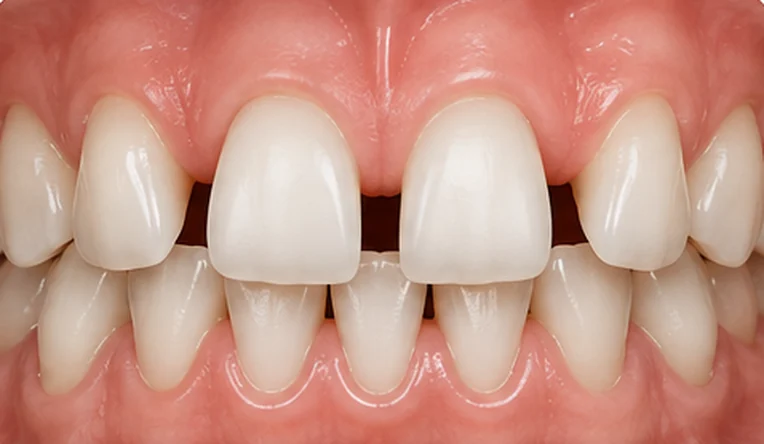Example of gaps between the front teeth — a concern Invisalign can treat