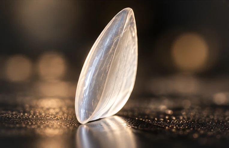 An ultra-thin no-prep veneer shell shown edge-on to reveal its thinness — Smile Spot Dentistry, Venice, FL